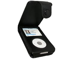 igadgitz Black Genuine Leather Case Cover for Apple iPod Classic